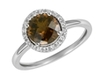 9K White Gold Round Smoky Quartz Diamond Ring-diamonds-Lotus Gold