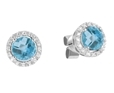 9k White Gold Round Blue Topaz Earring -diamonds-Lotus Gold