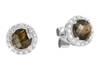 9K White Gold Round Smoky Quartz Diamond Studs-diamonds-Lotus Gold