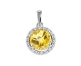 9K White Gold Round Citrene Diamond Pendant-diamonds-Lotus Gold