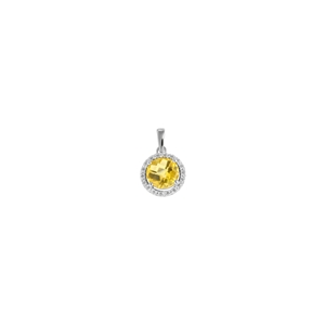 9K White Gold Round Citrene Diamond Pendant