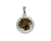 9K White Gold Round Smoky Quartz Diamond Pendant  -diamonds-Lotus Gold