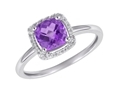 9k White Gold Square Amethyst Diamond Ring-diamonds-Lotus Gold