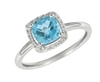 9K White Gold Square Blue Topaz Diamond Ring-diamonds-Lotus Gold