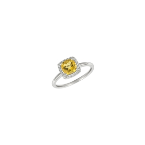 9K White Gold Square Citrene Diamond Ring