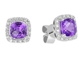 9K White Gold Square Amethyst Diamond Earring-diamonds-Lotus Gold