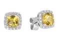 9K White Gold  Square Shaped Citrene Diamond Earring -diamonds-Lotus Gold