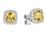 9K White Gold  Square Shaped Citrene Diamond Earring 