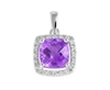 9K White Gold Square Amethyst Diamond Pendant-diamonds-Lotus Gold