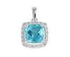 9K White Gold Square Blue Topaz Diamond Pendant-diamonds-Lotus Gold