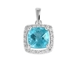 9K White Gold Square Blue Topaz Diamond Pendant-diamonds-Lotus Gold