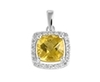9K White Gold Square Citrene Diamond Pendant-diamonds-Lotus Gold