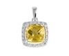 9K White Gold Square Citrene Diamond Pendant-diamonds-Lotus Gold