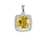 9K White Gold Square Citrene Diamond Pendant