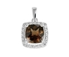 9K White Gold Round Smoky Quartz Diamond Pendant-diamonds-Lotus Gold