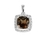 9K White Gold Round Smoky Quartz Diamond Pendant