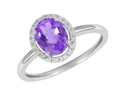 9K White Gold Oval Amethyst Diamond Ring-diamonds-Lotus Gold