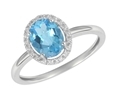 9K White Gold Oval Blue Topaz Diamond Ring -diamonds-Lotus Gold