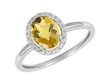 9K White Gold Oval Citrene Diamond Ring-diamonds-Lotus Gold