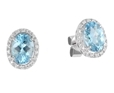 9K White Gold Oval Blue Topaz Diamond Earring -earrings-Lotus Gold