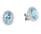 9K White Gold Oval Blue Topaz Diamond Earring 