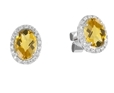 9K White Gold Oval Citrene Diamond Earring-diamonds-Lotus Gold