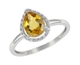 9K White Gold Pear Shaped  Citrene Diamond Ring-rings-Lotus Gold