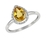 9K White Gold Pear Shaped  Citrene Diamond Ring
