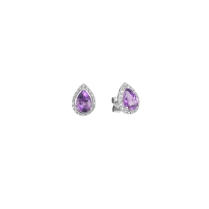 9K White Gold Pear Shaped Diamond Earring