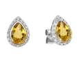 9K White Gold with  Pear Shaped Citrene Diamond Earring -diamonds-Lotus Gold