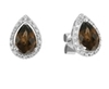 9K White Gold with Pear Shaped Smoky Quartz Diamond Earring-diamonds-Lotus Gold