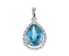 9K White Gold with Pear Shaped Blue Topaz Diamond Pendant-diamonds-Lotus Gold