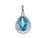 9K White Gold with Pear Shaped Blue Topaz Diamond Pendant