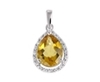 9K White Gold with Pear Shaped Citrene Diamond Pendant-diamonds-Lotus Gold