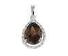 9K White Gold with Pear Shaped Smoky Quartz Diamond Pendant-diamonds-Lotus Gold