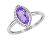 9K White Gold with Diamond Shaped Amethyst Diamond Ring-diamonds-Lotus Gold