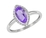 9K White Gold with Diamond Shaped Amethyst Diamond Ring