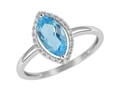 9K White Gold with Diamond Shaped Blue Topaz Diamond Ring-rings-Lotus Gold