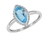 9K White Gold with Diamond Shaped Blue Topaz Diamond Ring