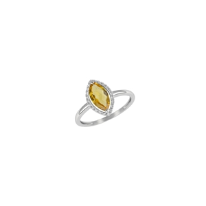 9K White Gold with Diamond Shaped Citrene Diamond Ring