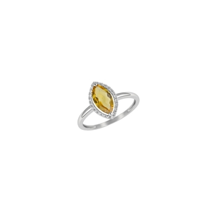 9K White Gold with Diamond Shaped Citrene Diamond Ring