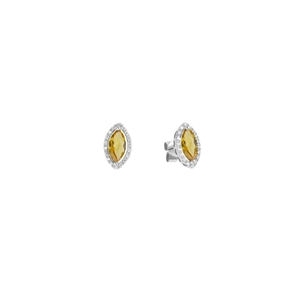 9K White Gold with Diamond Shaped Citrene Diamond Earring