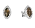 9K White Gold with Diamond Shaped Smoky Quartz Diamond Earring-earrings-Lotus Gold