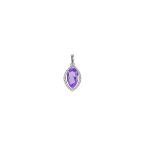 9K White Gold with Amethyst Diamond Pendant   