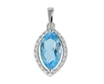 9K White Gold with Diamond Shaped Blue Topaz Diamond Pendant-diamonds-Lotus Gold