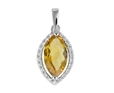 9K White Gold with Diamond Shaped Citrene Diamond Pendant-diamonds-Lotus Gold