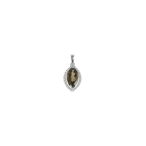 9K White Gold with Diamond Shaped Smoky Quartz  Diamond Pendant