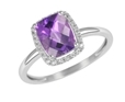 9K White Gold with Rectangle Shaped Amethyst Diamond Ring-rings-Lotus Gold