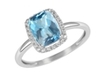 9K White Gold with Rectangle Shaped Blue Topaz Diamond Ring-diamonds-Lotus Gold