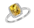 9K White Gold with Rectangle Shaped Citrene Diamond Ring-diamonds-Lotus Gold